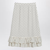 Valentino Polka Dot Ruffle Midi Skirt White