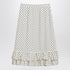Valentino Polka Dot Ruffle Midi Skirt White