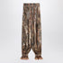 Valentino Pleated Metallic Silk Trousers Beige