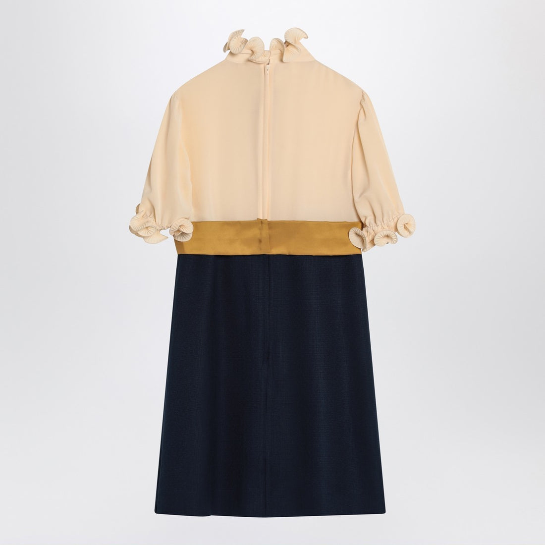 Valentino Mini Silk Dress With Ruffles and Bow Blue