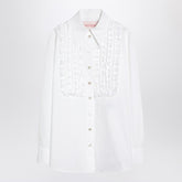 Valentino White Cotton Poplin Ruffle-Detail Shirt White