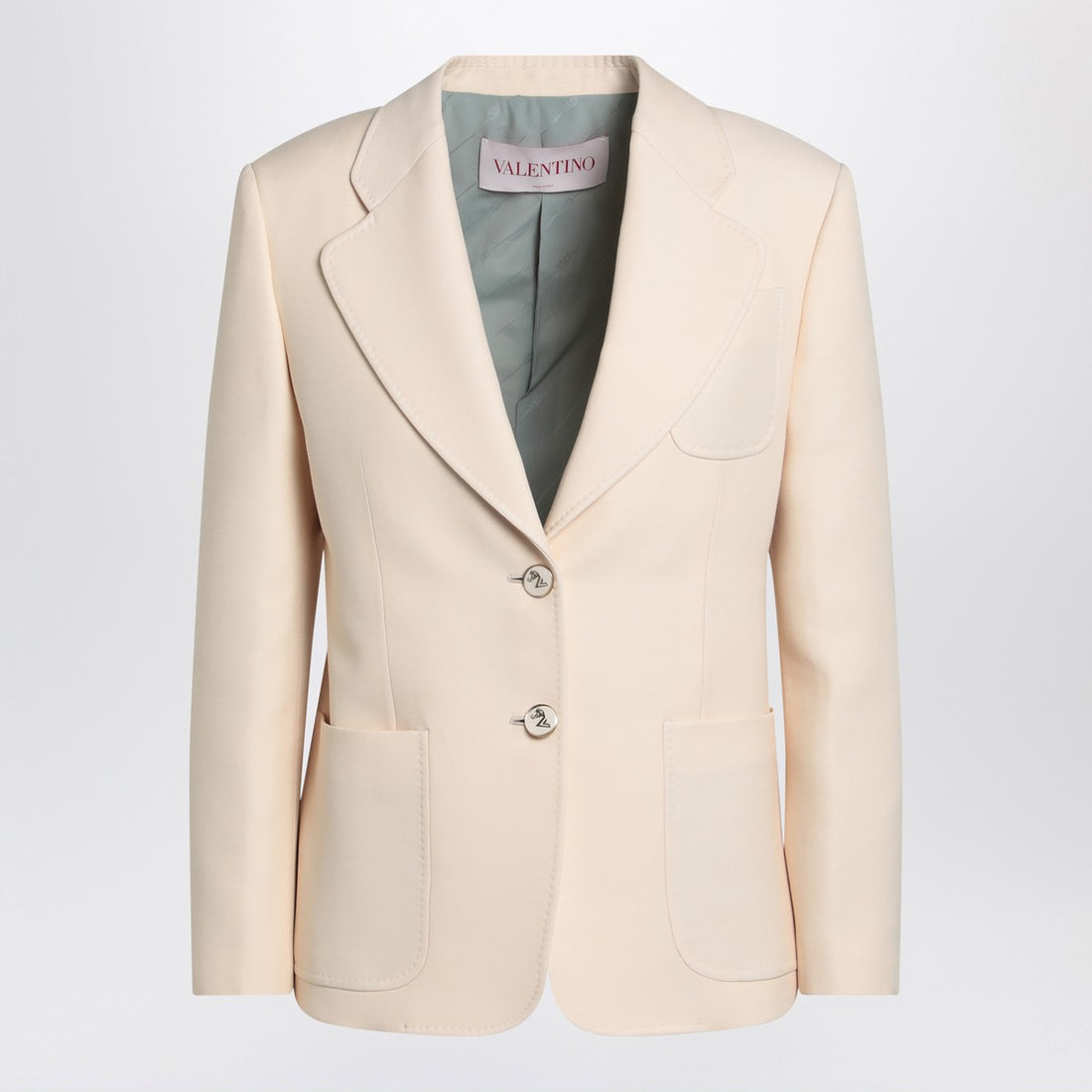 Valentino Wool and Silk Single-Breasted Light Beige Jacket Beige