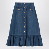 Valentino Blue Denim Midi Skirt with Patch Pockets Blue