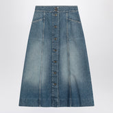 Valentino Washed Denim Midi Skirt Blue