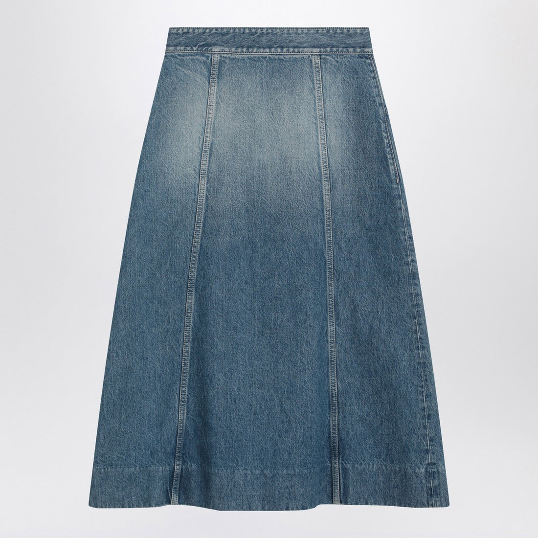 Valentino Washed Denim Midi Skirt Blue