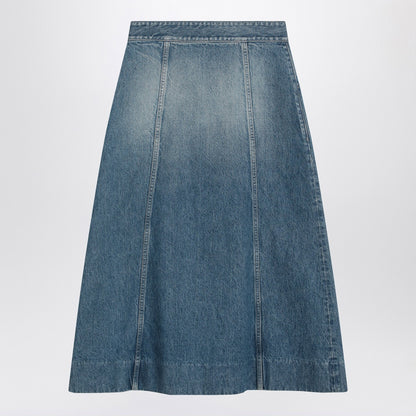 Valentino Washed Denim Midi Skirt Blue