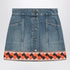 Valentino Denim Mini Skirt with Contrasting Jacquard Trim Blue