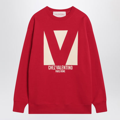 Valentino Chez Valentino Print Red Wool Sweatshirt Red