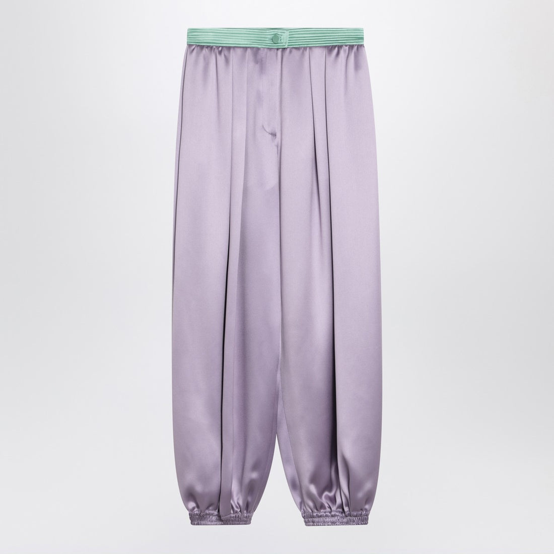 Valentino Wide Lilac Wool-Blend Silk Trousers Purple