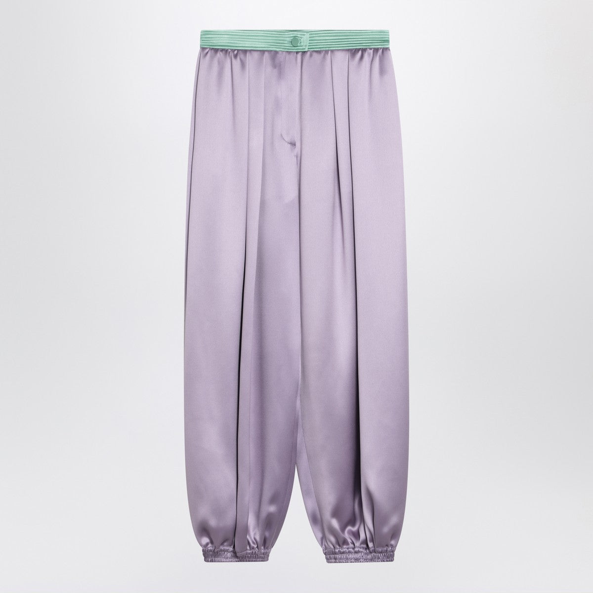 Valentino Wide Lilac Wool-Blend Silk Trousers Purple