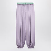 Valentino Wide Lilac Wool-Blend Silk Trousers Purple