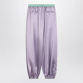 Valentino Wide Lilac Wool-Blend Silk Trousers Purple