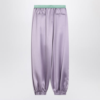 Valentino Wide Lilac Wool-Blend Silk Trousers Purple