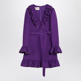 Valentino Purple Wool and Silk Ruffled Mini Dress Purple