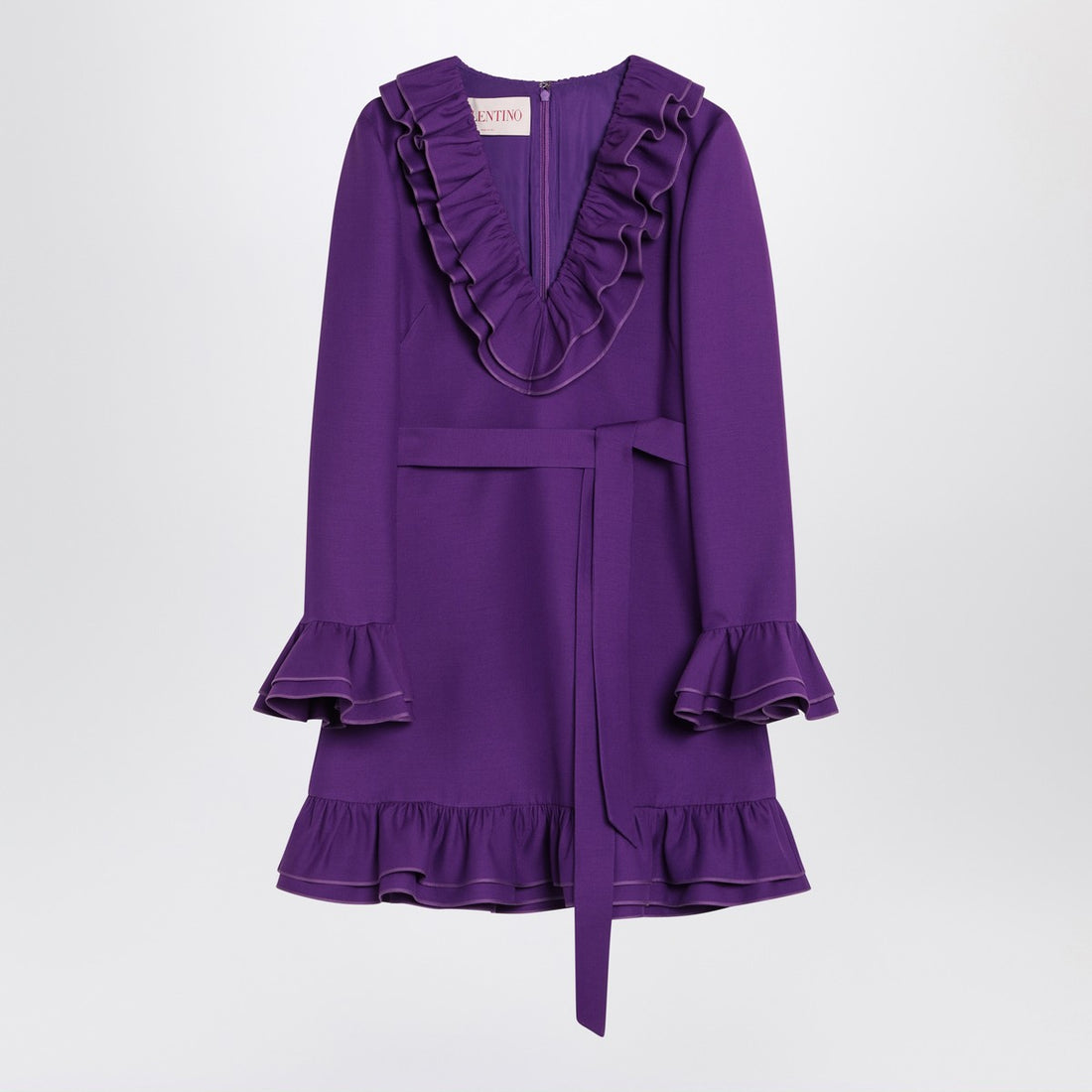 Valentino Purple Wool Silk Mini Dress Purple