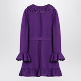 Valentino Purple Wool and Silk Ruffled Mini Dress Purple