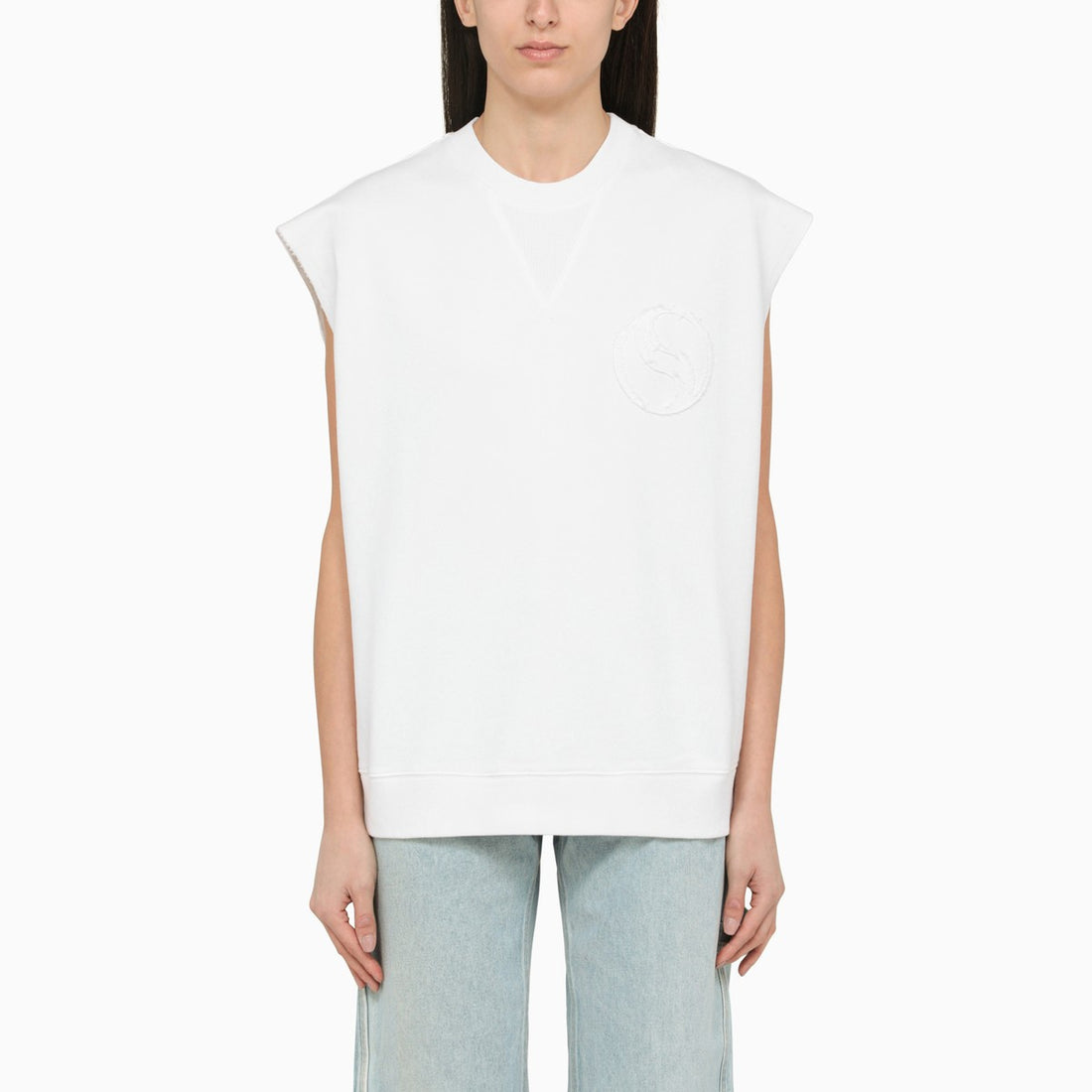 Stella McCartney Oversized White Cotton Logo Tank Top White