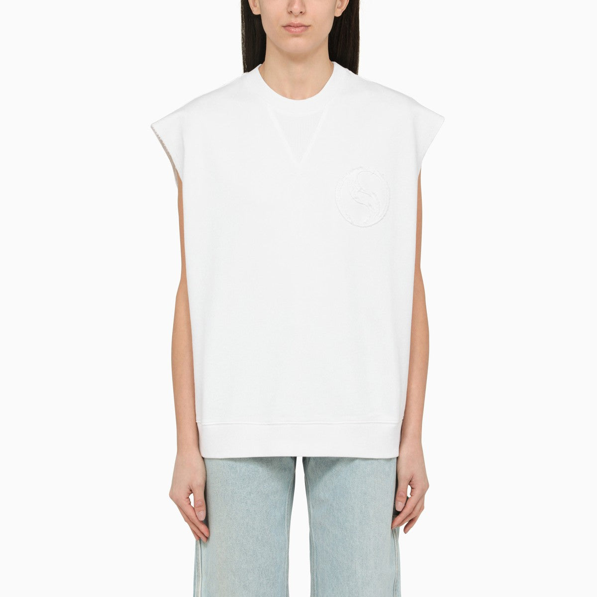 Stella McCartney Oversized White Cotton Logo Tank Top White