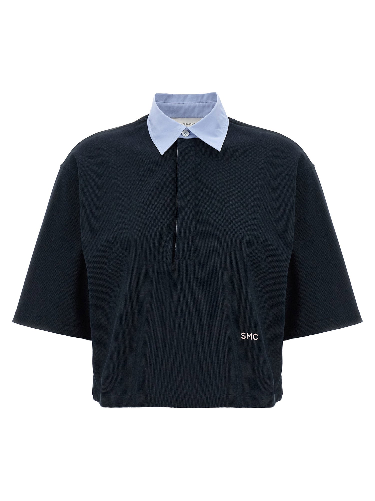 Stella Mccartney Cropped Piquet Polo Blue