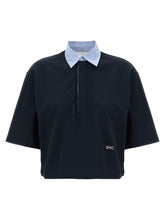 Stella Mccartney Cropped Piquet Polo Blue