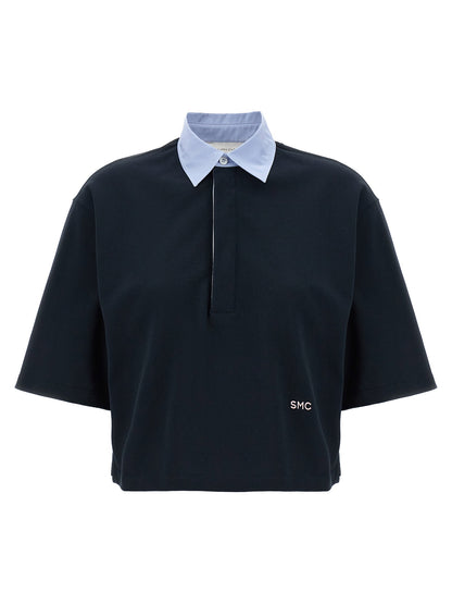 Stella Mccartney Cropped Piquet Polo Blue