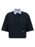 Stella Mccartney Cropped Piquet Polo Blue