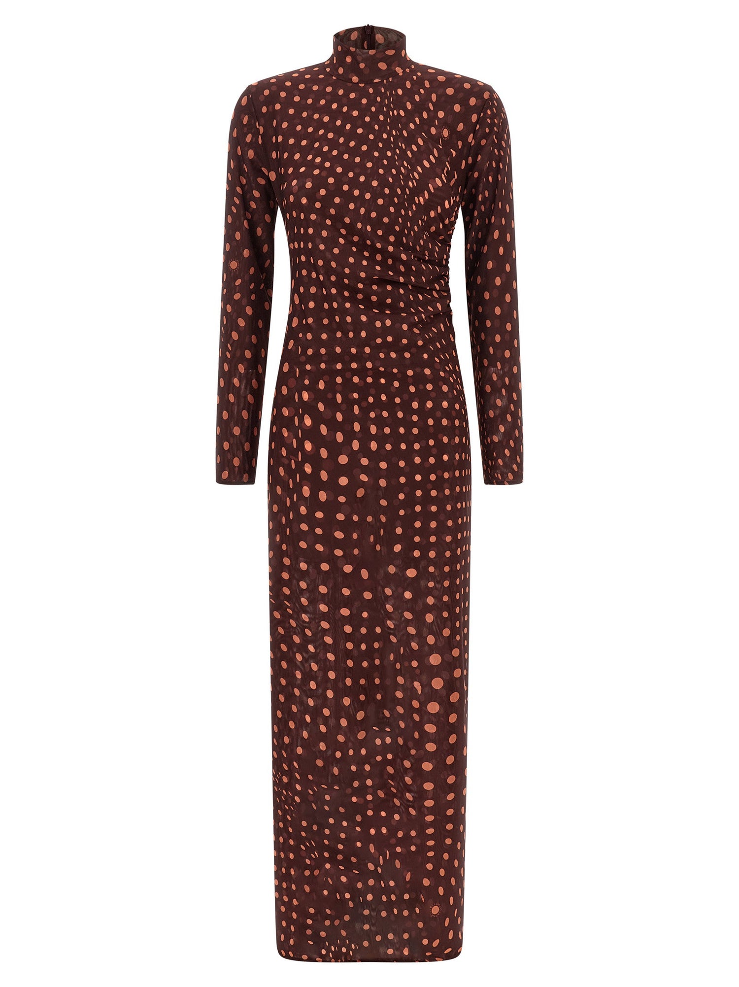 Stella Mccartney Polka Dot Mesh Dress Bordeaux