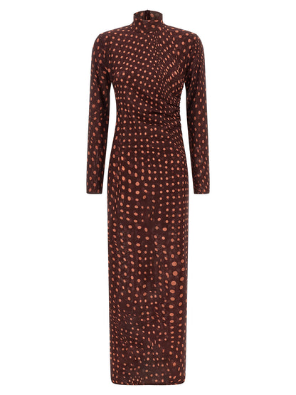Stella Mccartney Polka Dot Mesh Dress Bordeaux