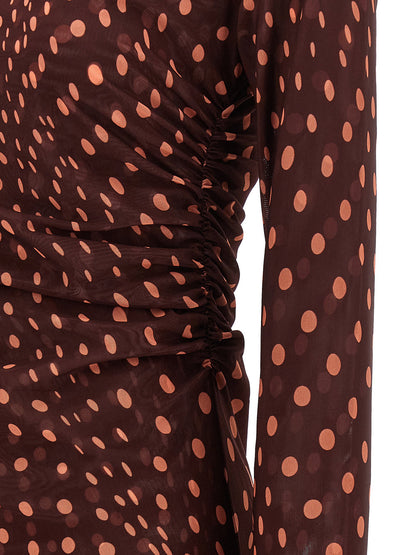 Stella Mccartney Polka Dot Mesh Dress Bordeaux