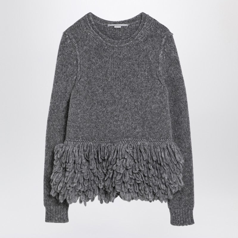 Stella McCartney Grey Wool Sweater with Feather Insert Grey
