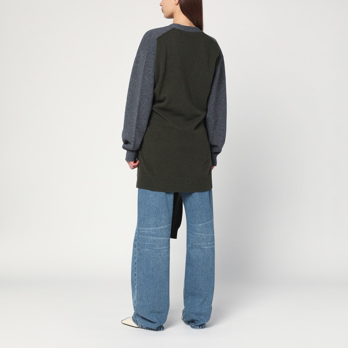 Stella McCartney Grey Wool V-Neck Cardigan Multicolor