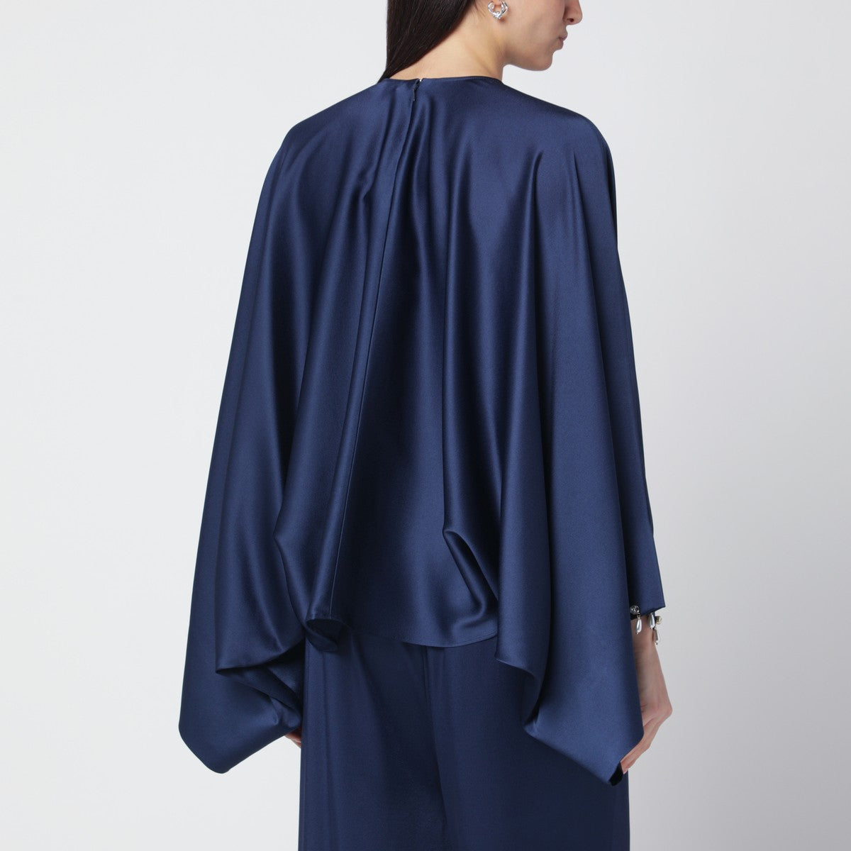 Stella McCartney Oversized Satin Blouse Navy Blue