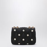 Valentino Garavani Black Quiltie 67 Leather Shoulder Bag with Ivory Polka Dots Black