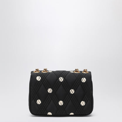 Valentino Garavani Black Quiltie 67 Leather Shoulder Bag with Ivory Polka Dots Black