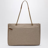 Valentino Garavani Large Viva Superstar Canvas Shopper Bag Natural Beige