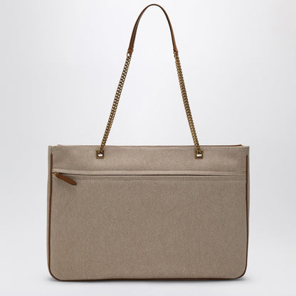 Valentino Garavani Large Viva Superstar Canvas Shopper Bag Natural Beige