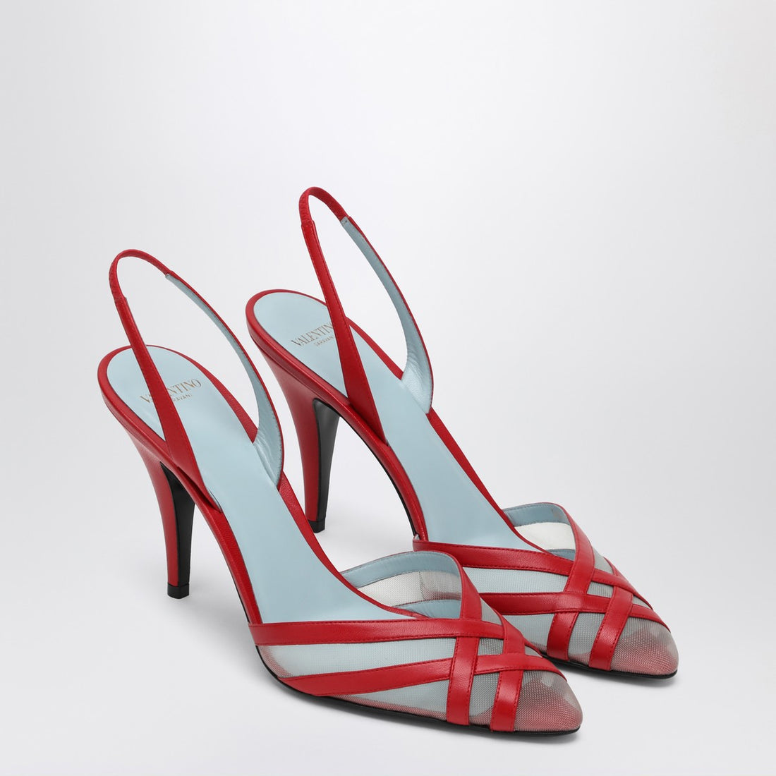 Valentino Garavani Red Leather and Mesh ImpuDance Pointed Slingback Pumps Red