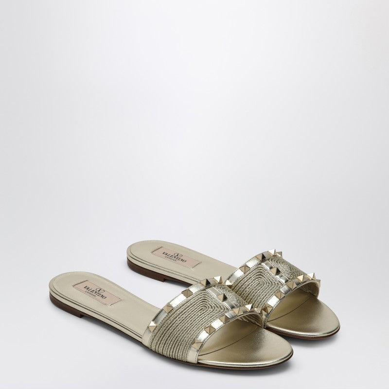 Valentino Garavani Roman Stud Metallic Sandals Metal