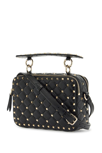 Compact quilted crossbody bag with golden studs