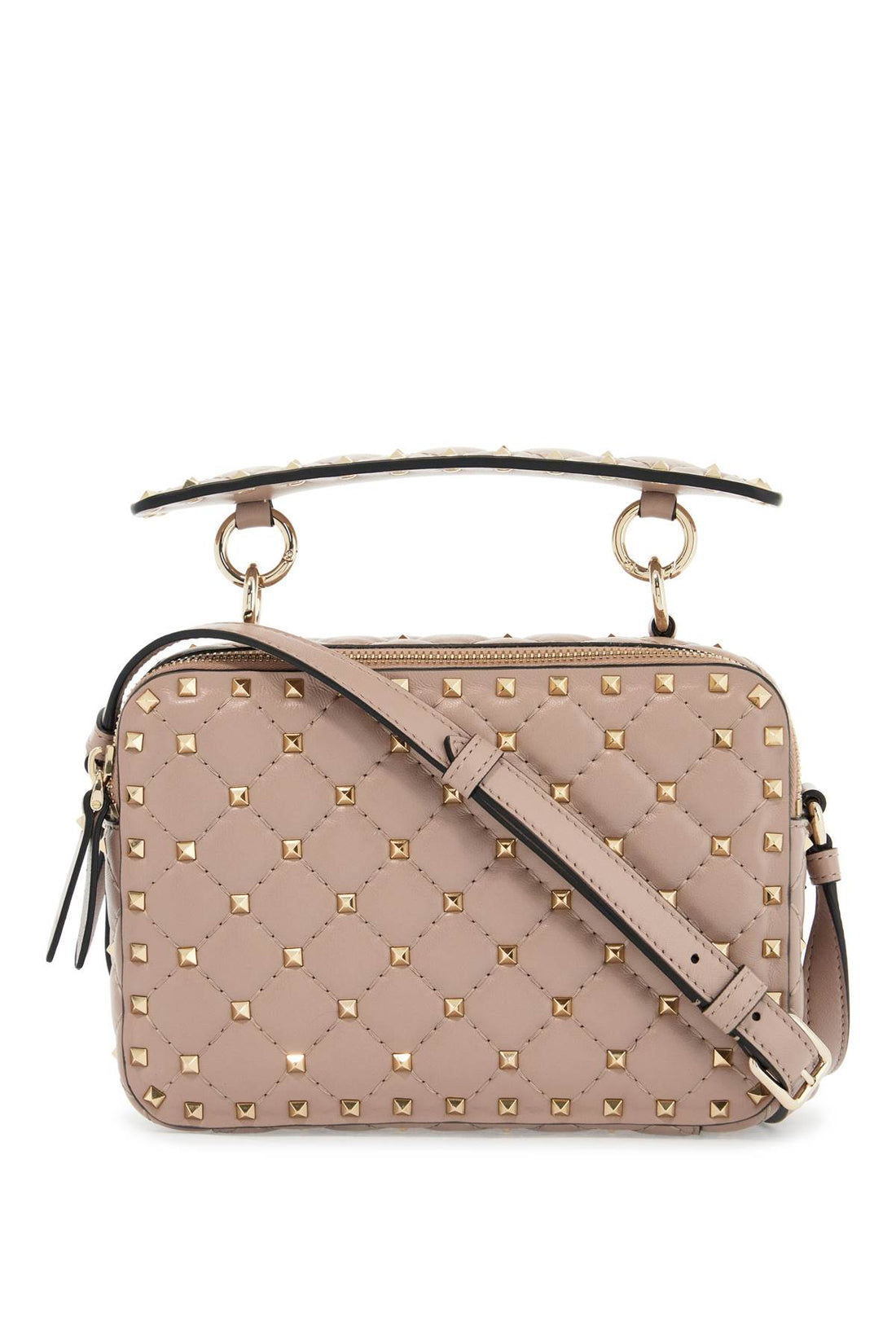 Quilted poudré shoulder bag with golden studs