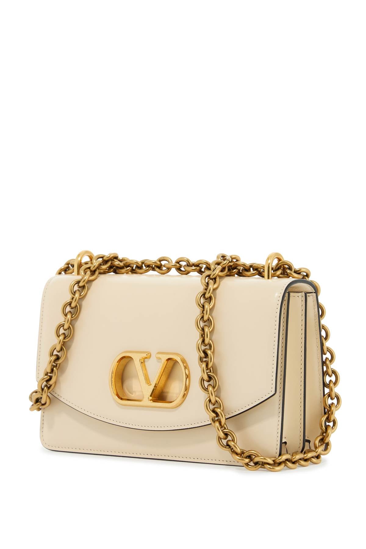 Small shoulder bag in Butter White leather with a chain strap