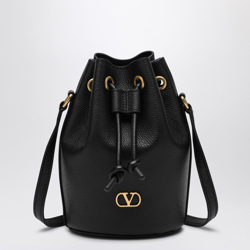 Valentino Garavani VLogo Signature black leather bucket bag black