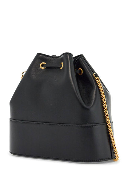 Mini sac seau en cuir noir avec cordon de serrage