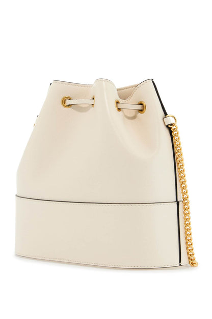 Mini bucket bag in ivory leather with chain