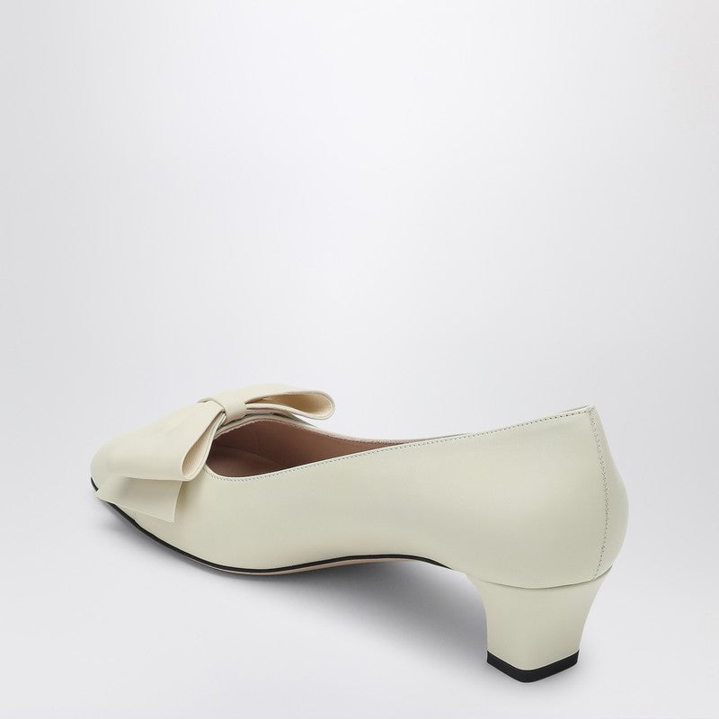 Valentino Garavani Décolleté Bowow Ivory Leather Pumps White
