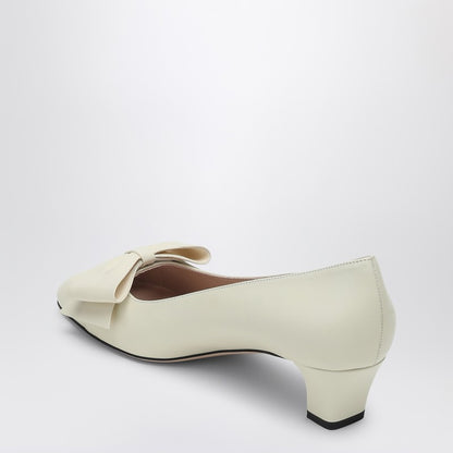 Valentino Garavani Décolleté Bowow Ivory Leather Pumps White