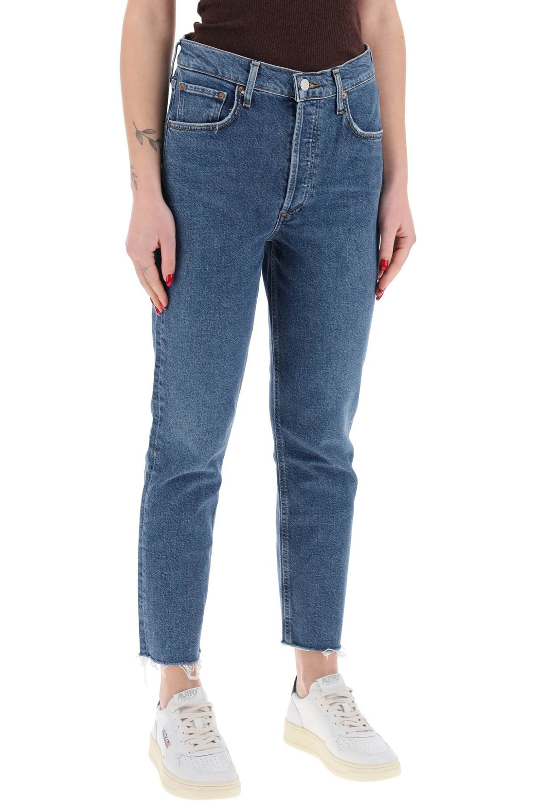 high-waisted straight cropped jeans