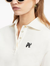 Palm Angels Cropped Logo-Print Polo Shirt White
