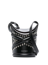 Alexander Mcqueen The Curve Studded Leather Bucket Bag Black