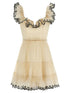 Zimmermann Embroidered Frilled Mini Dress Beige